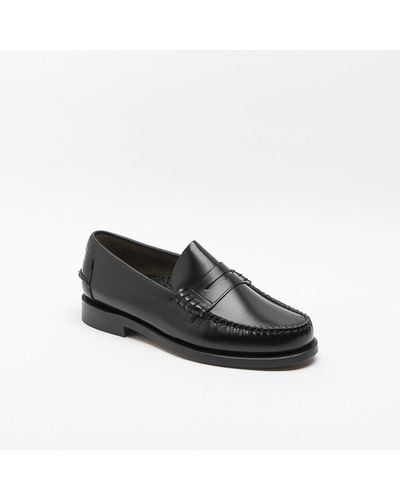 Sebago Classic Dan Brushed Leather Penny Loafer - Black