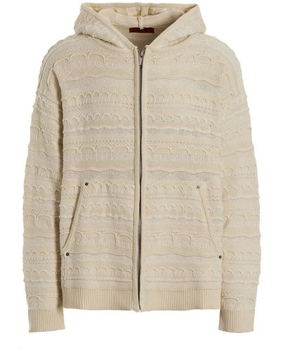 Fourtwofour On Fairfax Knit Hooded Cardigan - Natural