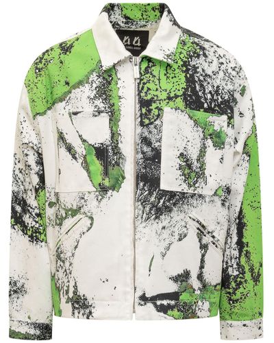44 Label Group Jacket With Corrosive Effect - Green