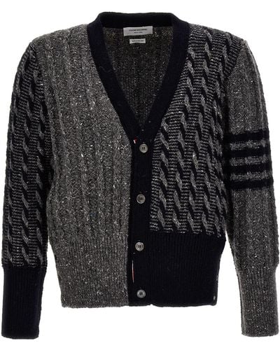 Thom Browne Bi-color Cardigan Sweater, Cardigans - Black
