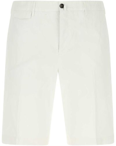 PT Torino White Stretch Cotton Bermuda Shorts