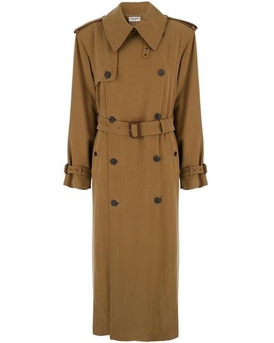 Saint Laurent Single-Breasted Trench Coat - Natural