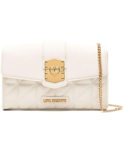 Love Moschino Logo-lettering Quilted Shoulder Bag - Natural