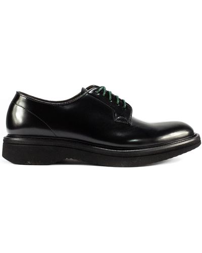 Green George Black Brushed Leather Derby Shoes