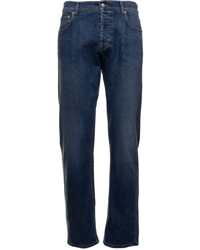 Alexander McQueen Five Pockets E Denim Jeans With Logo - Blue