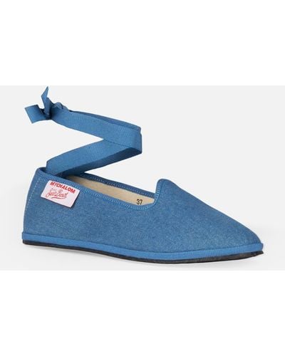 Mc2 Saint Barth Denim Slipper Loafers My Chalom Special Edition - Blue