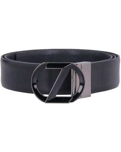 Zegna Reversible Leather Belt - Gray