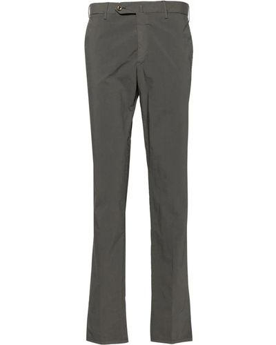 PT Torino Double Dye Stretch Light Popeline Slim Flat Front Trousers - Grey