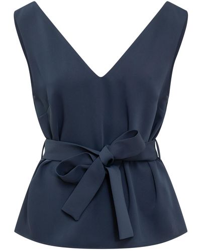P.A.R.O.S.H. Blouse With Bow - Blue