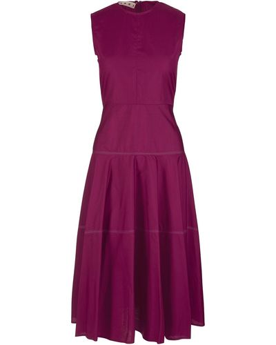 Marni Cotton Poplin Midi Dress - Purple