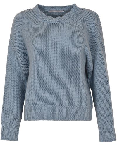 Saverio Palatella Rib Trim Woven Plain Sweater - Blue