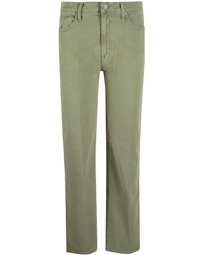 Mother Button Fitted Jeans - Green