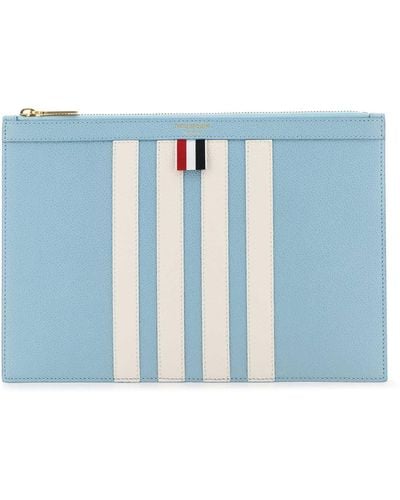 Thom Browne Pastel Light Leather Clutch - Blue
