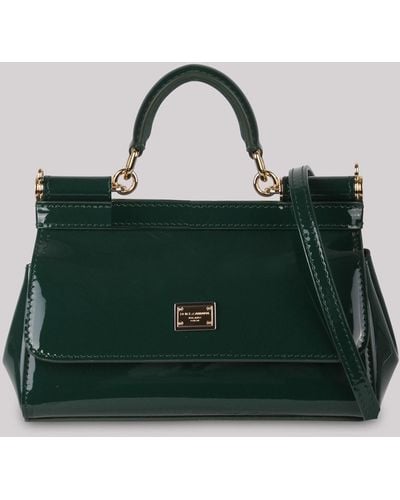Dolce & Gabbana Small Sicily Patent-leather Bag - Green