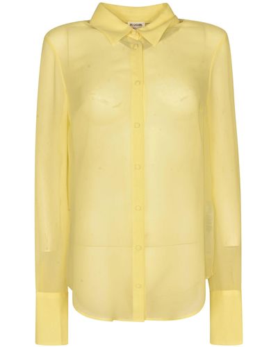 Blugirl Blumarine Round Hem See-Through Plain Shirt - Yellow