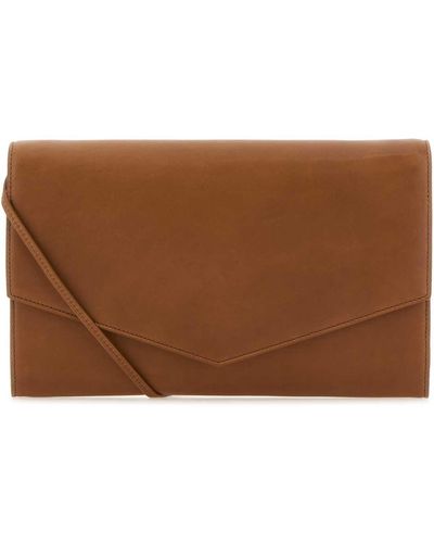 The Row Leather Clutch - Brown