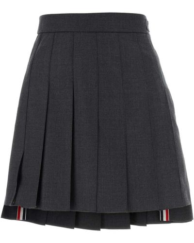 Thom Browne Graphite Wool Mini Skirt - Black