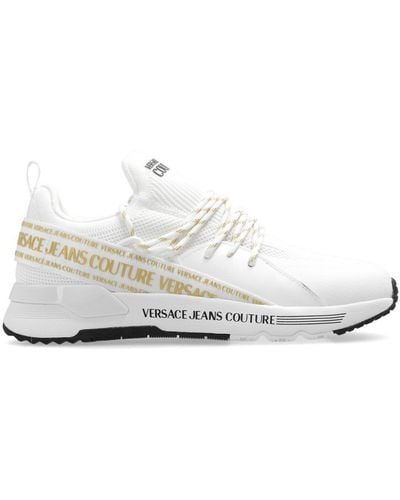 Versace Dynamic Logo-Strap Round-Toe Trainers - White