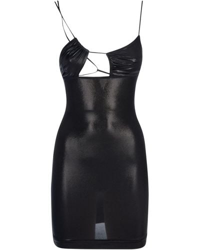 Nensi Dojaka Jersey Glossy Asymmetric Bra Dress - Black