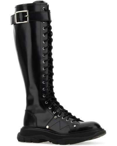 Alexander McQueen Leather Tread Slick Boots - Black