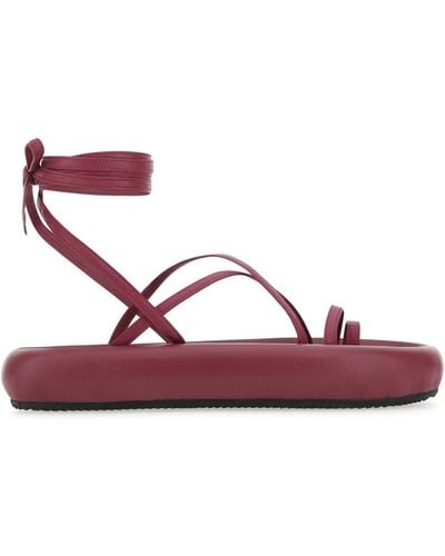 Isabel Marant Tyrian Nappa Leather Soft Puffy Sand Thong Sandals - Pink