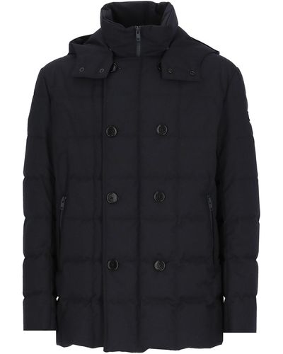 Fay Double-breasted Padded Down Jacket - Blue