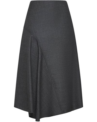 Brunello Cucinelli Wool Midi Skirt - Grey