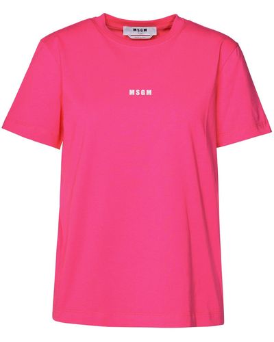 MSGM Fuchsia Cotton T-Shirt - Pink