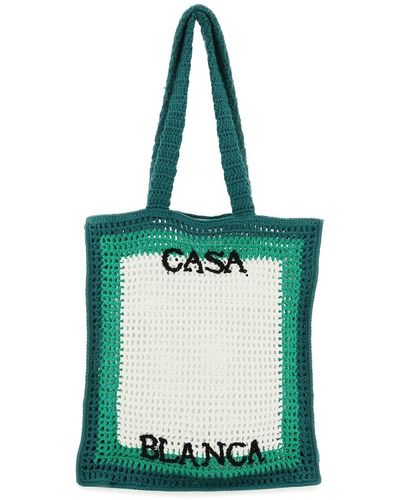 Casablancabrand Logo Cotton Crochet Tote Bag - Green