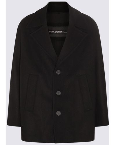 Neil Barrett Wool Blend Kimono Oversize Coat - Black