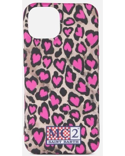 Mc2 Saint Barth Cover For Iphone 13 / 14 With Animalier Print - Pink