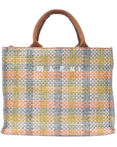 Marni Small Basket Bag Rafia Tissue - Yellow