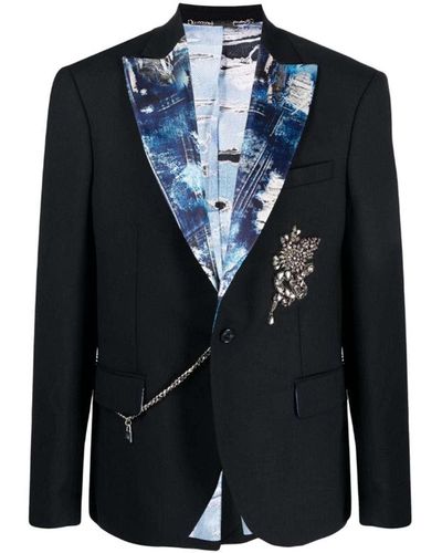 John Richmond satin-trim double-breasted blazer - Black