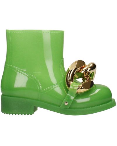 JW Anderson Low Heels Ankle Boots In Rubber/plasic - Green