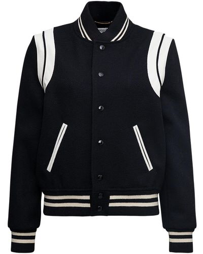 Saint Laurent White And Black Teddy Jacket In Wool