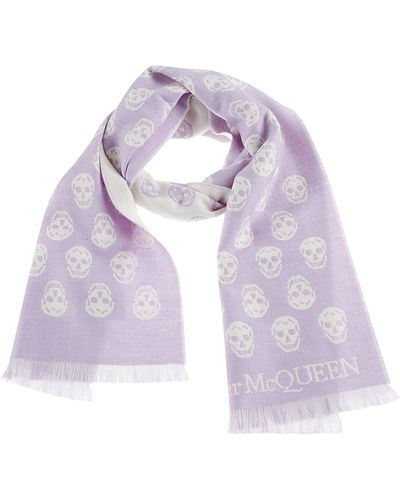Alexander McQueen Skull Fringed Scarf - Purple