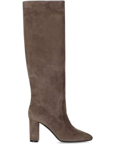 Via Roma 15 Taupe Calf Suede Knee Boots - Brown