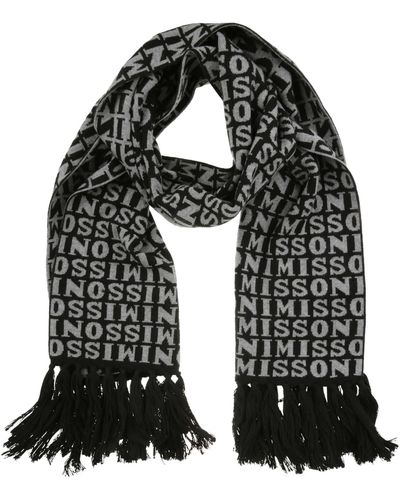 Missoni Logo Intarsia-knitted Fringed Scarf - Black