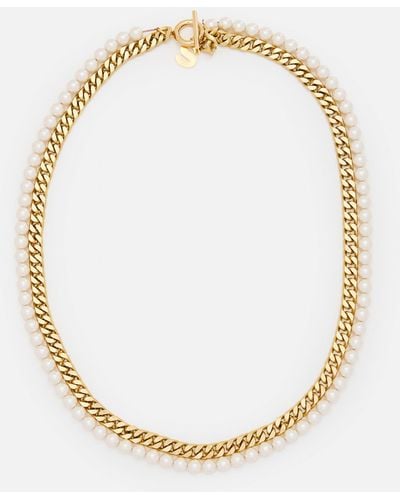 Sacai Pearl Chain Long Necklace - Metallic