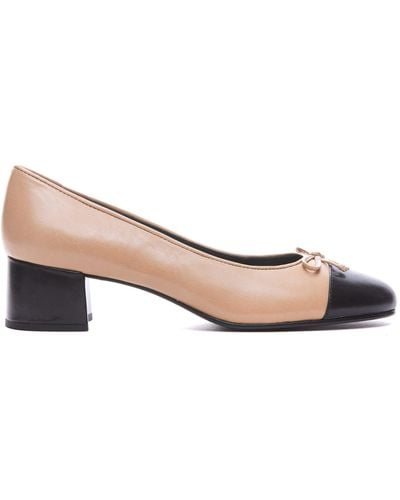 Tory Burch Ballet Flats With Bow Detail And Bi-Color Toe - Black