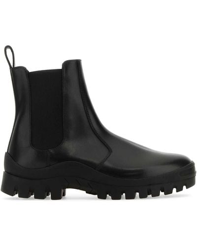 The Row Greta Leather Boots - Black