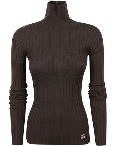 Dolce & Gabbana Ribbed Fitted Sweater - Black