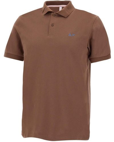 Sun 68 Solid Pique Cotton Polo Shirt - Brown