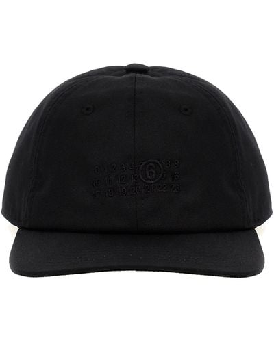 MM6 by Maison Martin Margiela Logo Embroidery Cap Hats - Black