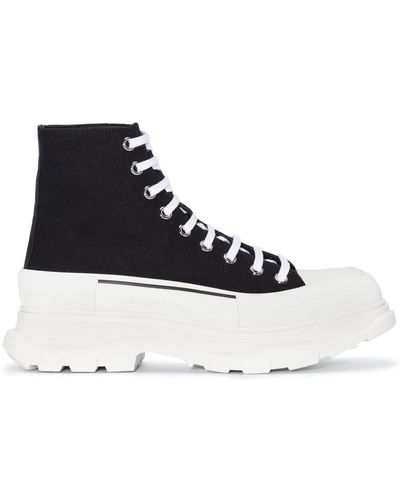 Alexander McQueen Black And White Tread Slick Ankle Boots - Blue