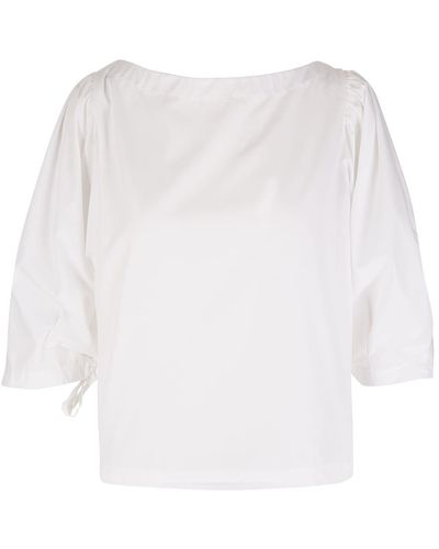 Stella Jean T-shirt With Boat Neck And Sleeves With Ribbons - White