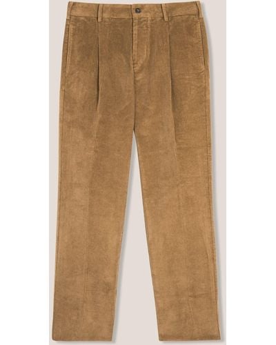 Doppiaa Aantioco Pleated Stretch Cotton-Corduroy Pants - Natural