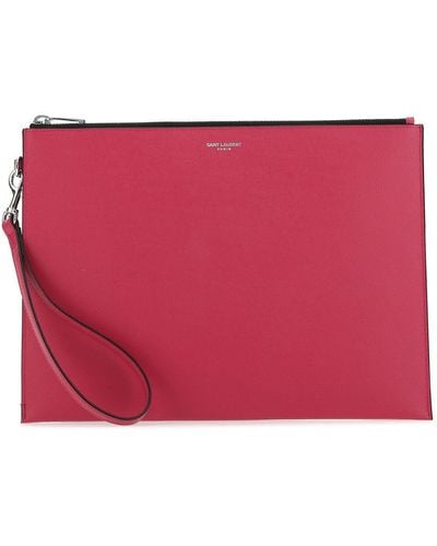 Saint Laurent Fuchsia Leather Tablet Case - Red