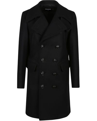 DSquared² Double Breasted Coat - Black