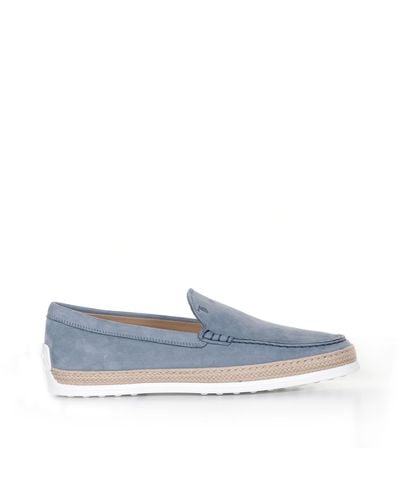 Tod's Loafer Slipper In Suede - Blue
